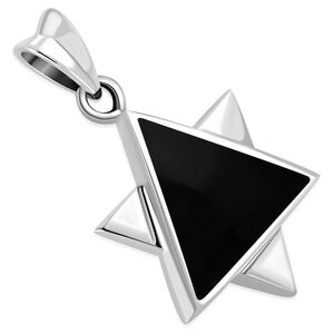 Pendant--Men's/Unisex Silver & Black Onyx set in sterling Star of David